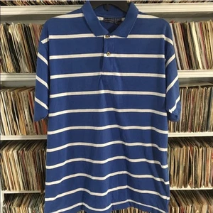 Vintage Robert Woods Ltd Golf Poloshirt blau weiß Streifen super weich klassisch - Bild 1 von 4