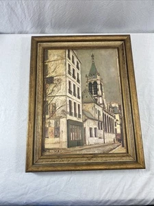 Vintage c1913 Church Of Saint Severin Maurice Utrillo 1883-1955 Wood Frame Print - Picture 1 of 6