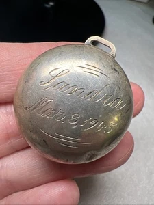 Vintage Engraved Sterling Silver 925 Baby Rattle Pendant - Picture 1 of 5