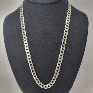 Vintage Italy Flat Miami Curb Chain Necklace Sterling Silver 22" P Lux 32.8 Gram - Picture 1 of 12