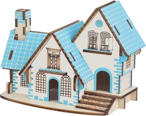 3D Holzpuzzle für Erwachsene, Himmelblau Kleines Mini Haus Modellbausätze, 29 Teile - Bild 1 von 8