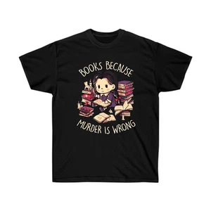 Books Because Murder Is Wrong Comfort Colors® T-Shirt, Retro Book Shirt, Vintage - Picture 1 of 2