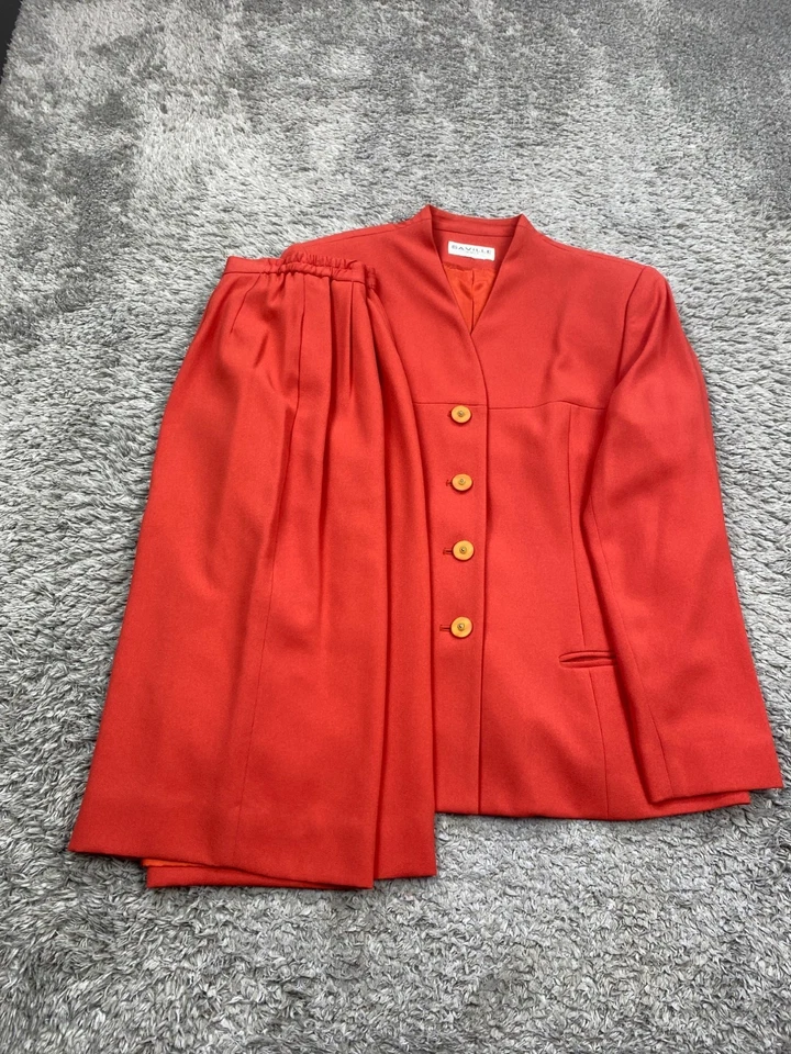 Saville Falda Traje Mujer 14 Naranja Terry Tela Plisada Lápiz Carrera Blazer 2 piezas Foto 1 de 4
