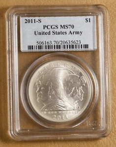 2011 U.S. Army Commemorative Silver Dollar PCGS MS70 - Picture 1 of 2