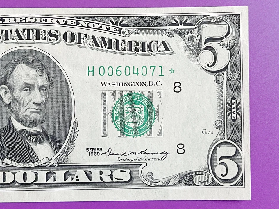 $5 1969***ST.LOUIS STAR***FEDERAL RESERVE NOTE CHOICE XF+++ NOTE - Image 1 of 3