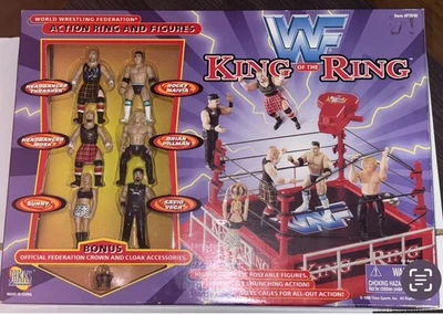 NEW IN BOX Jakks WWF King of the Ring 6 Mini Figures w/Crown THE ROCK WWE US - Image 1 of 2