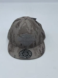 Harley Davidson Motorcycles Patch Fitted Hat Digital Camo Mens Cap 7 1/2 (XL) - Picture 1 of 5