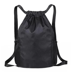Drawstring Bag, Unisex Large Sports Backpack String Drawstring PE Bags, Black - Picture 1 of 6