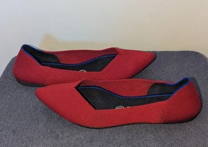 Zapatos planos de ballet Rothys The Point talla 8,5 rojo chile sin cordones cómodos  - Imagen 1 de 13