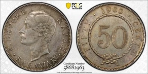 Sarawak 50c 1900-H graduación profesional XF reparado - Imagen 1 de 1