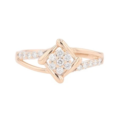 .34ctw Round Cut Diamond Cluster Engagement Ring 14k Multi-Tone Gold Size 7.75 - Image 1 of 4