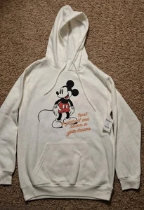 Disney Mickey Mouse Hoodie Fleece Damen elfenbein weiß Sweatshirt bestickt XS - Bild 1 von 10