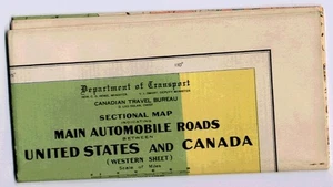 USA & Canada Main Automobile Routes 1940 Western Sheet 26x36 inches Foldout - Picture 1 of 2