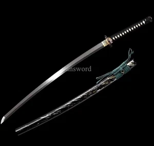 Damast gefalteter Stahl Ton gehärtetes japanisches Messing Tsuba Katana Schwert scharf - Bild 1 von 12