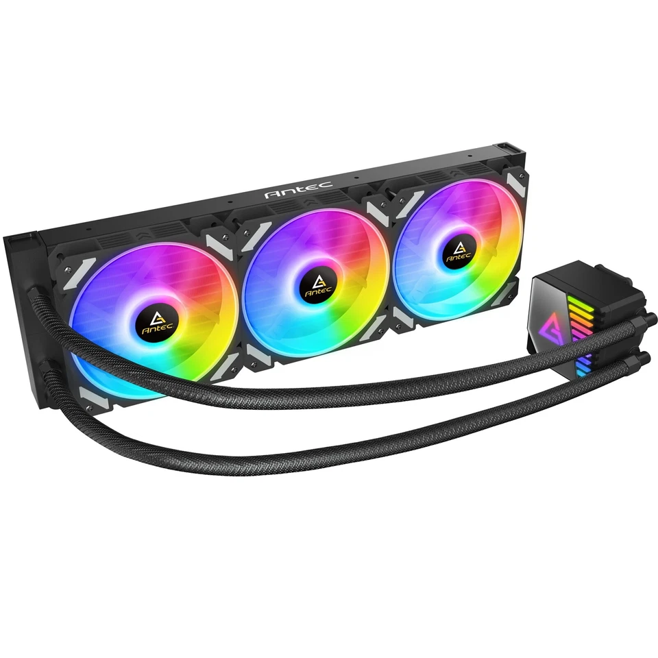 Antec Symphony 360 Liquid CPU Cooler 360mm Radiator 3 x 12cm ARGB A-RGB PWM Fans - Image 1 of 4