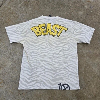 Y2k 10 DEEP Beast Logo Graphic Cheetah Print T Shirt Large Karmaloop Mishka - Image 1 of 4