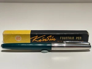 VINTAGE RARE USED CHINA GREEN FOUNTAIN PEN "KIN SIN" 615 WITH IRIDIUM TIPPED NIB - Picture 1 of 13