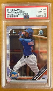 (1) 2019 Bowman Chrome Ronny Mauricio 1st Card RC PSA 10 GEM MINT HOT! QTY - Picture 1 of 2