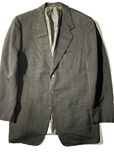 Vtg 90s HILTON Men Blk Soft Wool Silk Blazer Jacket Sportcoat sz 40 Italy Armani - Picture 1 of 10