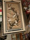 Well known Peter Chan 1970's Oil  Asian floral-bird Painting in lovely frame