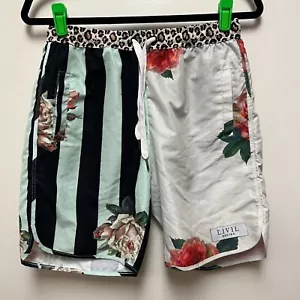 Civil Regime BoardShorts Rose Print Mens Size M Striped Beach Swim Surf Cheetah - Picture 1 of 8
