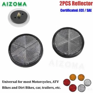 2X White Round Screw On Safety Reflective Reflectors For Motorcycle ATV Trailer - Picture 1 of 8