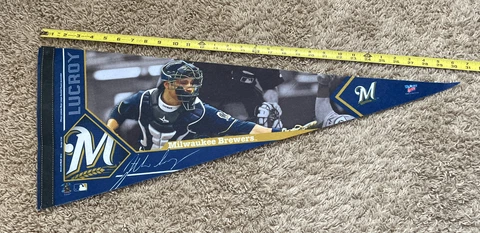 Milwaukee Brewers Pennant Featuring Jonathan Lucroy 30 inches long Made in USA Cover