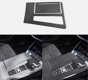 RHD Carbon Fiber Center Console Gear Shifter Cover Trim Fits Audi A6 2019-2022 - Picture 1 of 7