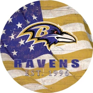 Baltimore Ravens 12" Team Flagge Kreis Holzschild - Bild 1 von 1