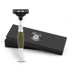 Maquinilla de afeitar de 3 bordes para hombre, maquinilla de afeitar para mujer, maquinilla de afeitar de lujo para hombre, dorada antigua - Imagen 1 de 9