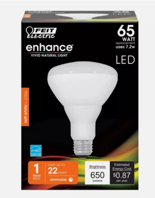 Feit Dimmable 5 PACK Flood LED Light Bulb 7.2W Replaces 65W 650LM 2700K BR30 NIB - Image 1 of 4