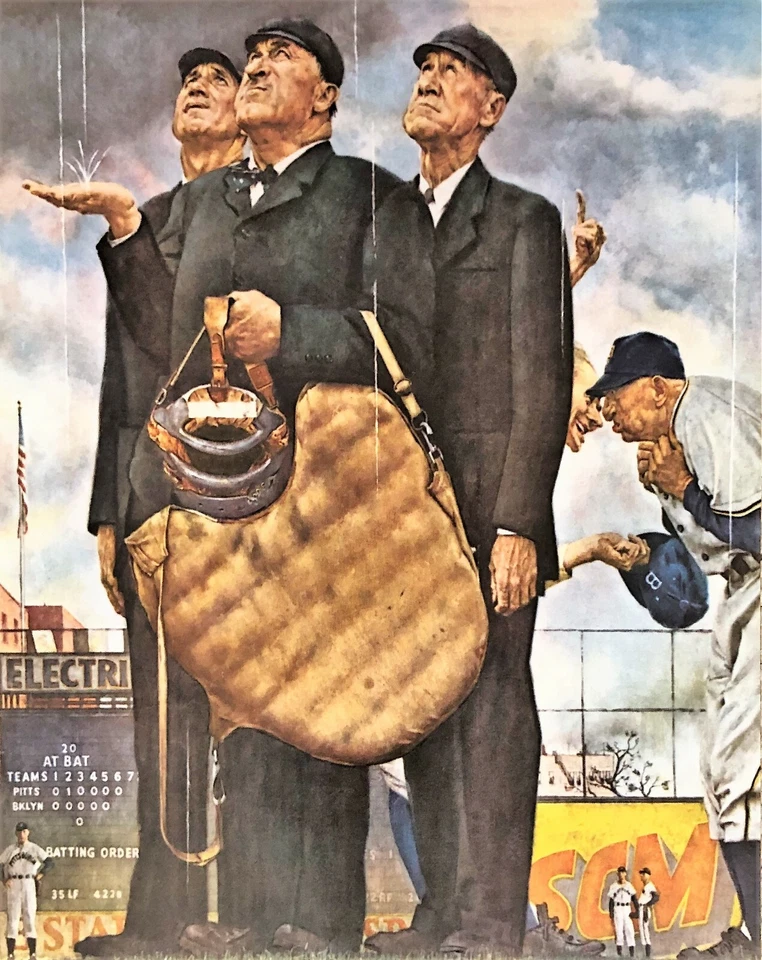 Norman Rockwell - Three Umpires Poster  11" x 14" American Artist - Image 1 of 1