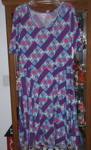New LuLaRoe Nicole Dress 2XL Bright geometric design - Picture 1 of 5