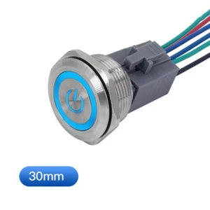 30mm Ring power symbol LED Stainless steel Super flat Push Button Switch CE ROHS - Picture 1 of 14