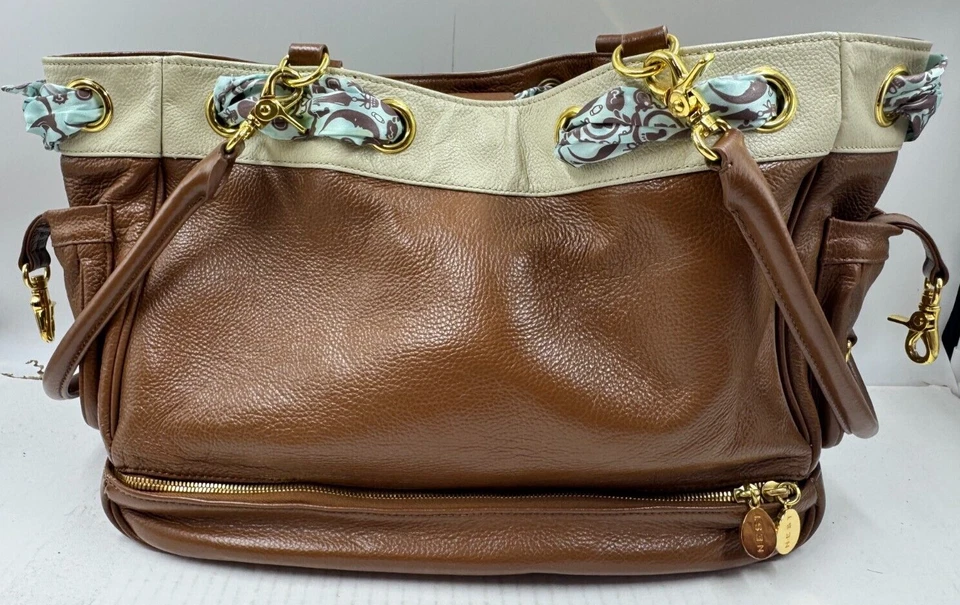 Bolso de Pañales Nest Marrón Tostado Cuero Bolsillos Correa Desmontable Bolso de Hombro Foto 1 de 4