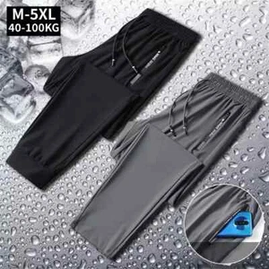 Men's Ice Silk Casual Pants Ultra-Thin Refreshing Quick Drying Sports - Picture 1 of 28