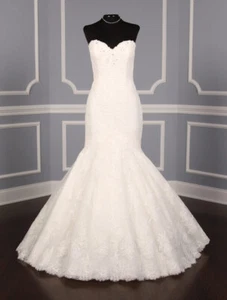 PRONOVIAS Bridal Wedding Dress Strapless Off White Fit to Flare Prune Gown 12 - Picture 1 of 10