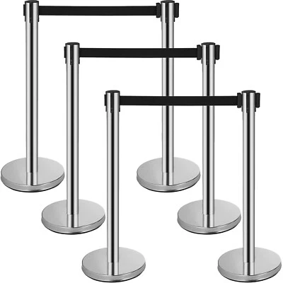 Crowd Control Stanchions Barriers 6-Pack with 3PCS Retractable Belts - Image 1 of 4