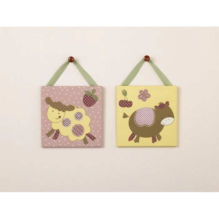 Arte de pared CoCaLo Abby's Farm 2 piezas vaca oveja niña granja guardería corral Foto 1 de 1