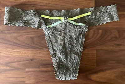 Victorias Secret Strappy Lace THONG Picot Panty Panties Cutout SEXY NWOT PINK - Image 1 of 4