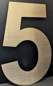 QT Modern House Number 5 - 8 Inch- Brushed Stainless Steel - Picture 1 of 6