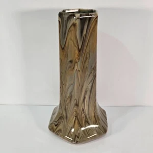 12" Weller Marbleized 1914 Vintage Art Pottery Brown Swirl Glaze Ceramic Vase - Picture 1 of 8