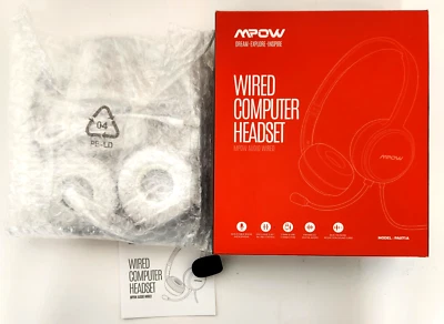 Auriculares de computadora con cable MPOW Audio reducción de ruido blancos PA071A nuevos Foto 1 de 4