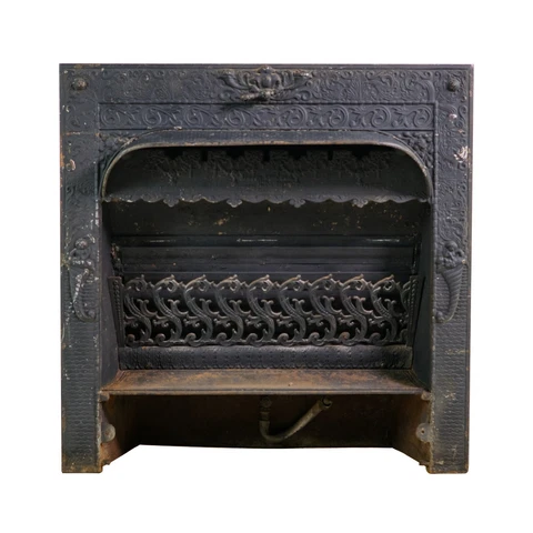 Victorian Dawson Bros. Ornate Black Cast Iron Fireplace Insert Cover
