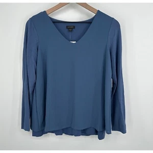 J Jill Wearever Shirt Women XSP Blue Twilight Mix Media Layered V Neck NWT - Picture 1 of 9