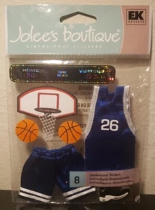 Jolee's Boutique Maß Aufkleber 8 Stück blau Basketballkorb Trikot Schuhe - Bild 1 von 2