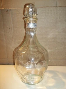 Vintage Glass Jack Daniels Bottle Decanter 1.75 Liter Etched Glass Cork Empty - Picture 1 of 12