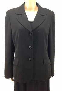 New $205 Jones Wear Women'S Black Three-Button Split-Cuff Blazer Jacket Size 12 - Picture 1 of 3
