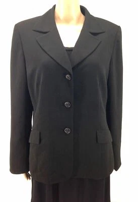 New $205 Jones Wear Women'S Black Three-Button Split-Cuff Blazer Jacket Size 12 - Image 1 of 3