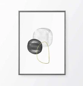 Watercolor Abstract Neutral Gray Minimalist Art Print. Great Modern DeCor - Picture 1 of 7